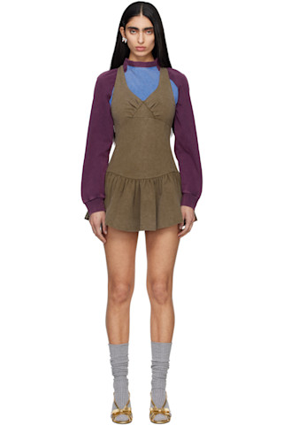 shushutong トップス　サイズ6 SHUSHU/TONG: Khaki Sleeveless T-Shirt Minidress | SSENSE Canada