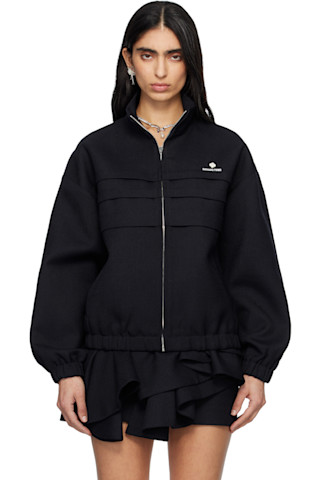 Navy Tucked Seam Oversized Track Jacket by SHUSHU/TONG on Sale