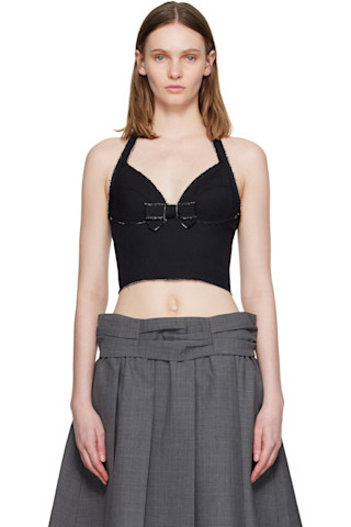 shushu/tong ブラックビスチェ　トップス Navy Halter Bow Tie Cami Top by SHUSHU/TONG on Sale