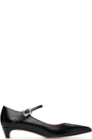 SHUSHU/TONG 黒ローファー 36 Black Low-Heel Mary Jane Heels by SHUSHU/TONG on Sale
