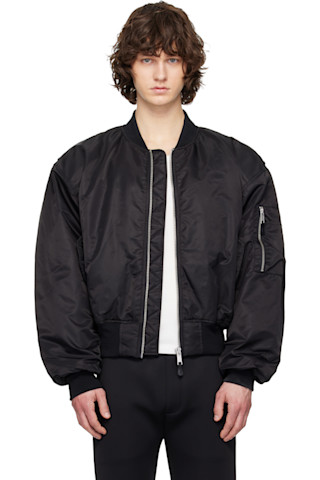 Entire Studios: ブラック Broad クロップド ボンバージャケット