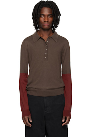 Brown Split Sleeve Polo by Entire Studios on Sale