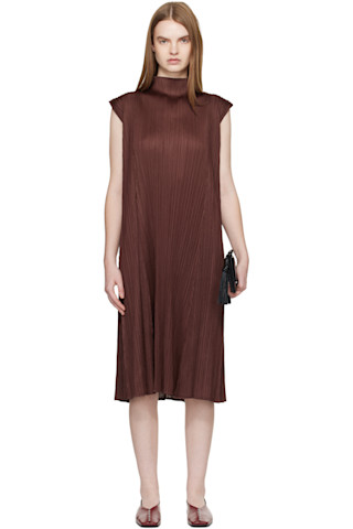 PLEATS PLEASE ISSEY MIYAKE: Brown Monthly Colors November Midi
