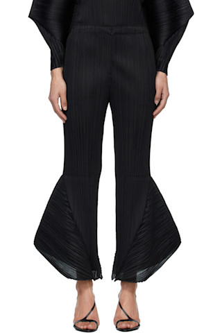 PLEATS PLEASE ISSEY MIYAKE: Black Skyline Trousers | SSENSE