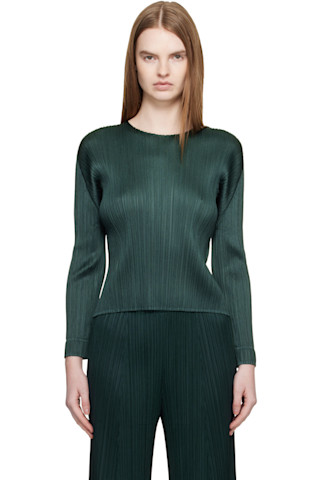 PLEATS PLEASE ISSEY MIYAKE: Green Monthly Colors December Blouse