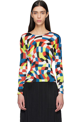 PLEATS PLEASE ISSEY MIYAKE: Multicolor Dancing Square Top | SSENSE