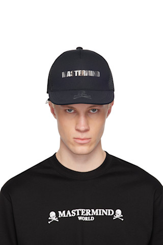 Black MW 3D Holographic Logo Cap by MASTERMIND WORLD on Sale