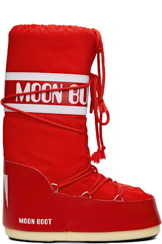 Red Icon Nylon Boots by Moon Boot on Sale