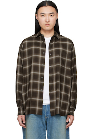 ssstein: Brown Check Oversized LS Shirt | SSENSE