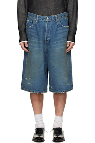 Blue Baggy Denim Shorts by ssstein on Sale