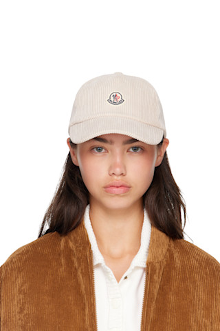 Moncler Off-White Baseball Cap with Logo Patch White Cotton Gabardine Baseball Cap - Hats & Beanies for Men  main image 3