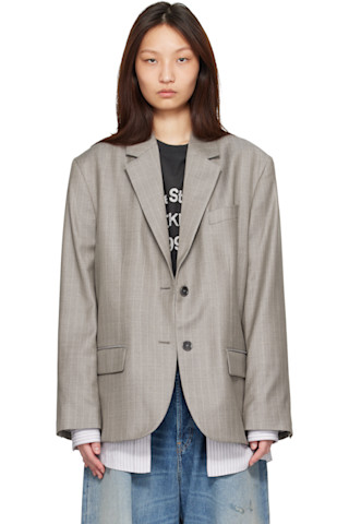 Acne Studios グレー ジャケット Acne Studios: グレー レイヤード スーツ テーラードジャケット