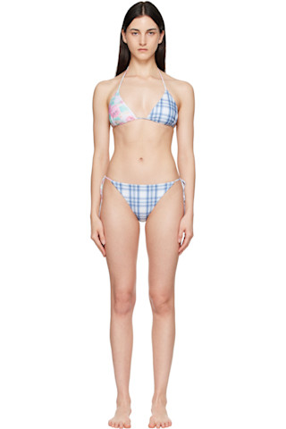 Acne Studios: Multicolor Flower Check Bikini | SSENSE
