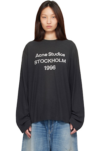 Acne Studios: Black Sprayed 1996 Logo T-shirt | SSENSE