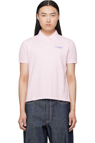 acne studios ポロシャツ Acne Studios: ピンク ロゴ ポロシャツ | SSENSE 日本