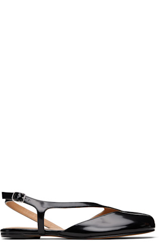 Maison Margiela: ブラック Tabi スリングバック フラットサンダル