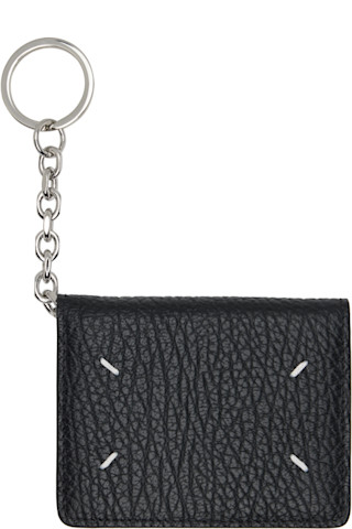 Maison Margiela: Black Four Stitches Keyring Card Holder | SSENSE