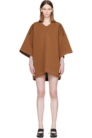 MM6 Maison Margiela: Brown Neoprene Minidress | SSENSE