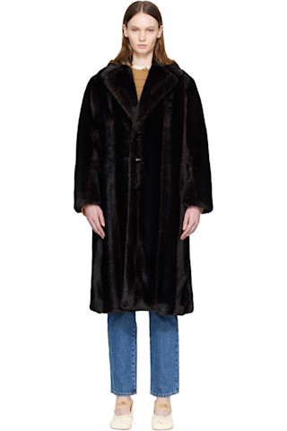MM6 マルジェラ2021 AW ファーベストコート MM6 Maison Margiela: Brown Faux-Fur Coat | SSENSE