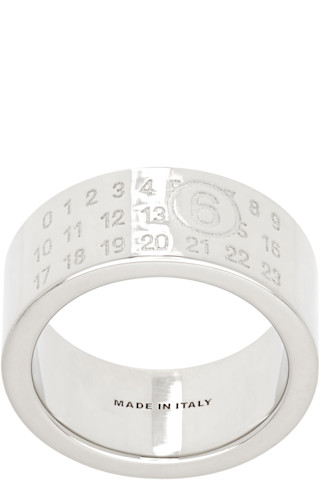 MM6 Maison Margiela: Numeric Minimal Signature Ring | SSENSE