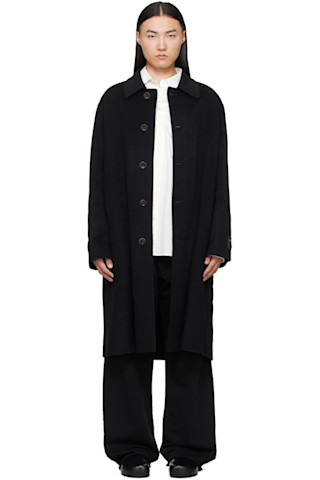 MM6 Maison Margiela: ブラック ダブルフェイス ウール コート