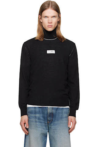 MM6 Maison Margiela: Black Wool Turtleneck | SSENSE MM6 Maison Margiela: Black Wool Turtleneck | SSENSE