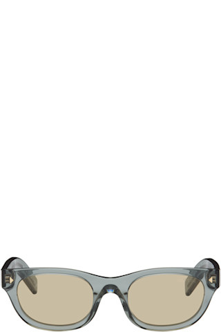 Prada Eyewear: ブルー ラウンドサングラス | SSENSE 日本