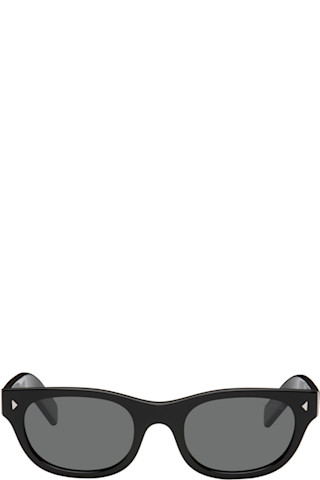 PRADA ブラック サングラス オーバルデザイン Prada Eyewear: ブラック オーバルサングラス | SSENSE 日本
