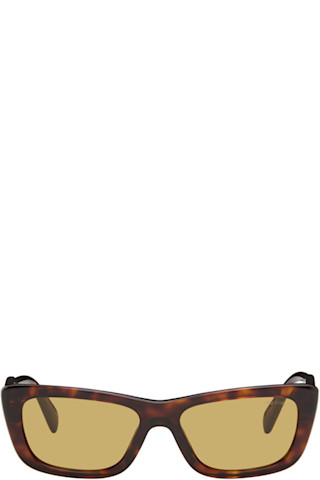 MIU MIU キャットアイサングラス ブラウン タグ付き Miu Miu Eyewear: ブラウン キャットアイサングラス | SSENSE 日本