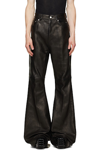Rick Owens: ブラック Temple Bolan ブーツカット レザーパンツ