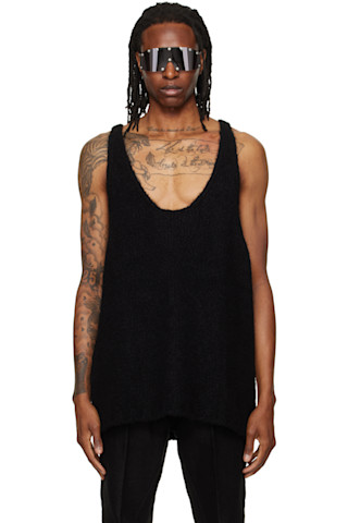 Rick Owens: ブラック Tower Pony タンクトップ | SSENSE 日本