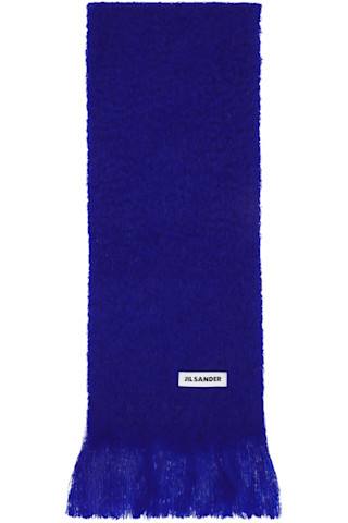 Jil Sander: Blue Plain Scarf | SSENSE UK