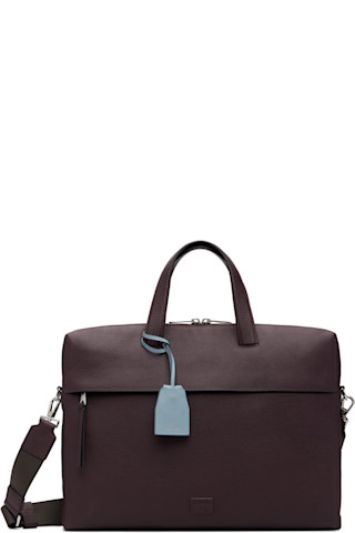 Paul Smith: バーガンディ Double-Zip Folio レザー ブリーフケース