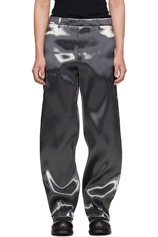 HELIOT EMIL: シルバー Liquid Metal トラウザーズ | SSENSE 日本