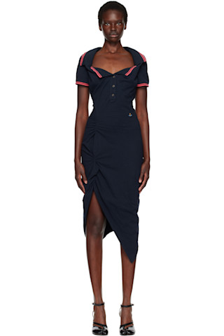 Vivienne Westwood: Black Long Monday Pulling Midi Dress | SSENSE