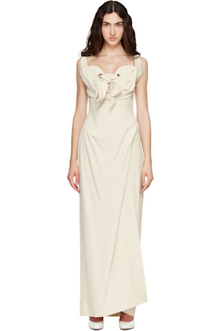 vivienne westwood cream silk corset dress Vivienne Westwood, Vintage Wrap Corset Gown from runway Wedding Dress Save  28%