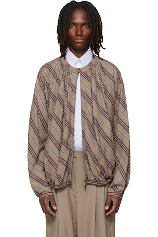 Vivienne Westwood: Beige Gathered Bomber Jacket | SSENSE