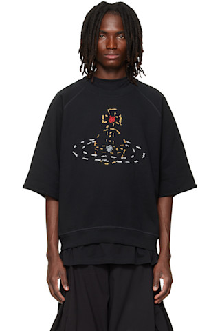 Vivienne Westwood: Black Short Sleeve Raglan Sweatshirt | SSENSE