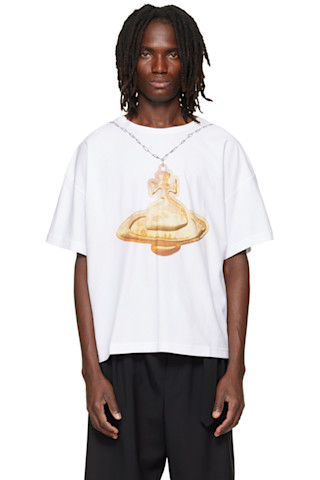 Vivienne Westwood: White Gold Orb Oversized Box T-shirt | SSENSE Vivienne Westwood: White Gold Orb Oversized Box T-shirt | SSENSE