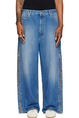 LU'U DAN: Blue Side Zip Jeans | SSENSE 日本