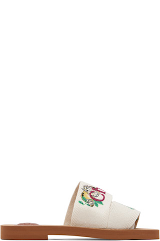 Chloé: ベージュ Woody ミュールサンダル | SSENSE 日本