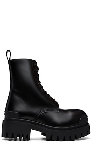 Balenciaga: Black Strike Zip Boots | SSENSE