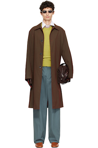 Dries Van Noten: ブラウン コットン コート | SSENSE 日本