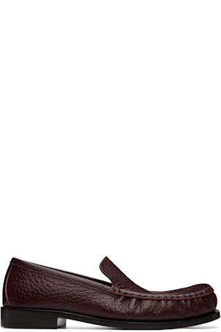Dries Van Noten: Burgundy Leather Loafers | SSENSE