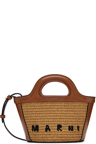 Marni: Brown Tropicalia Micro Tote | SSENSE Canada