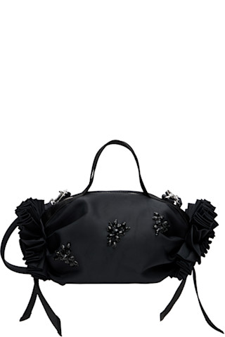 Simone Rocha: Black Mini Double Ribbon Rosette Top Handle Bag