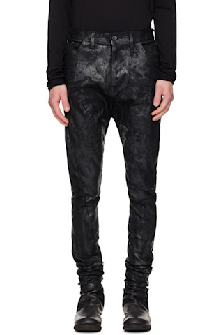 Julius: Black Coated Bending Skinny Jeans | SSENSE Canada
