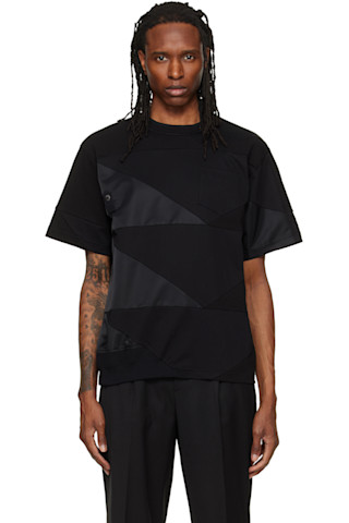 sacai: ブラック A.P.C.エディション Quilts Tシャツ | SSENSE 日本