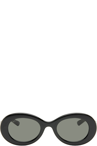 Gucci: ブラック オーバルフレーム サングラス | SSENSE 日本 Gucci: ブラック オーバルフレーム サングラス | SSENSE 日本