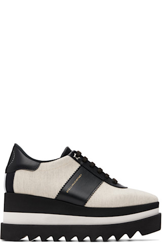 Stella McCartney: Black & Off-White Sneakelyse Canvas Derbys | SSENSE